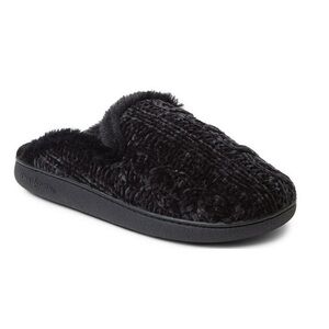 Dearfoams Women's Chenille Scuff Slippers House shoes - Black - XL